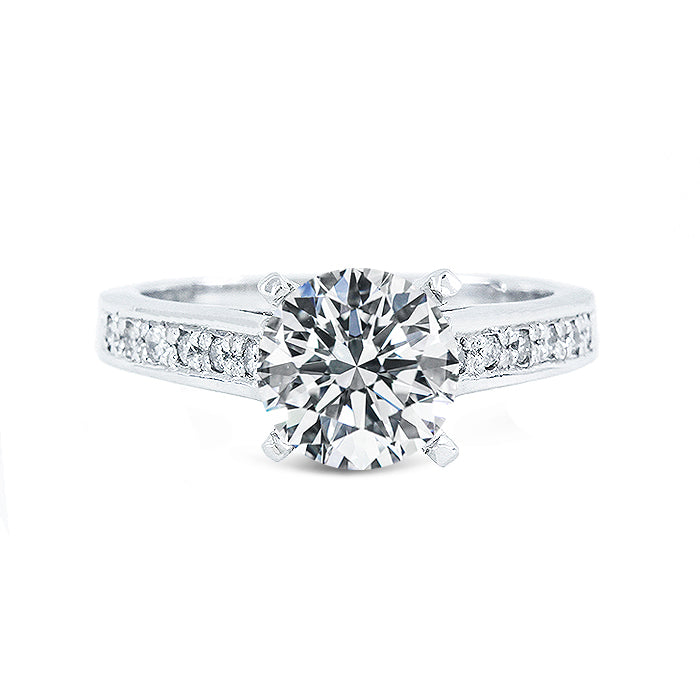 Semi-mount in with round diamonds.  D0.12ct.t.w.