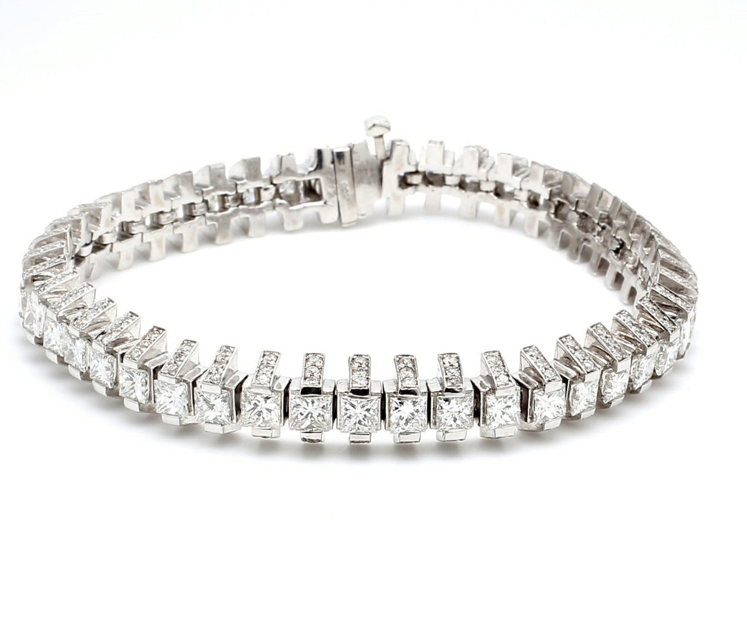 7""  Bracelet in 18K WG with princess cut & round diamonds.  D10.47ct.t.w.