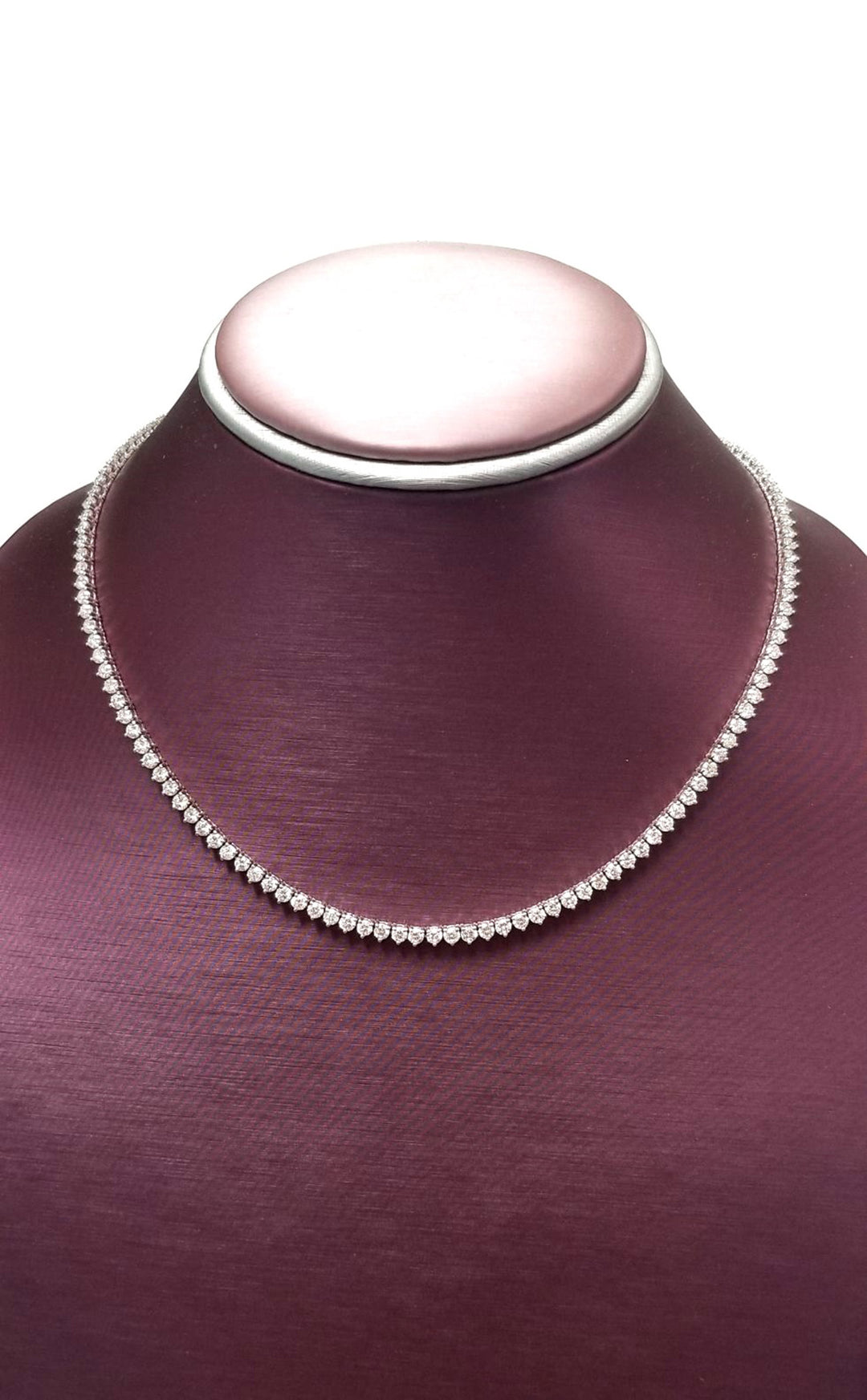 16.5"" Tennis necklace in 18K WG with 3-prong set (136) round diamonds.  D11.08ct.t.w.