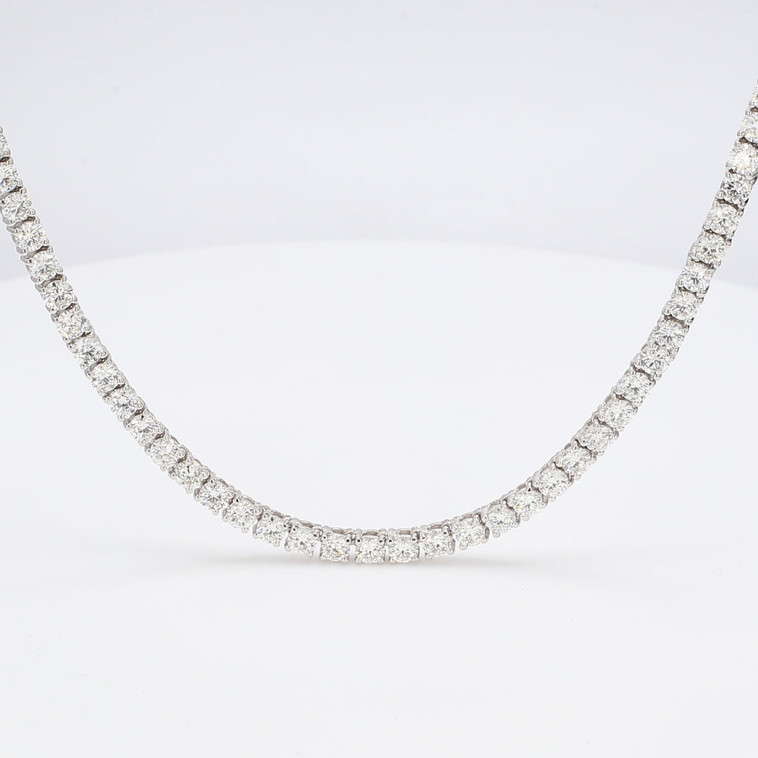 20"" Tennis necklace with prong set round diamonds.  D13.70ct.t.w.