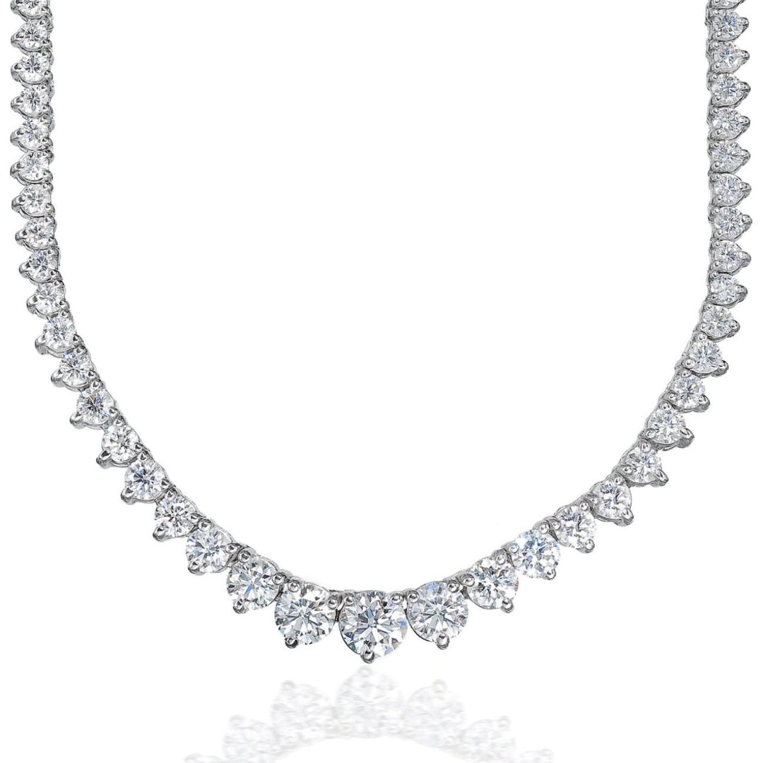 16.5"" Graduated tennis necklace with 3-prong set (149) round diamonds.  D11.40ct.t.w.