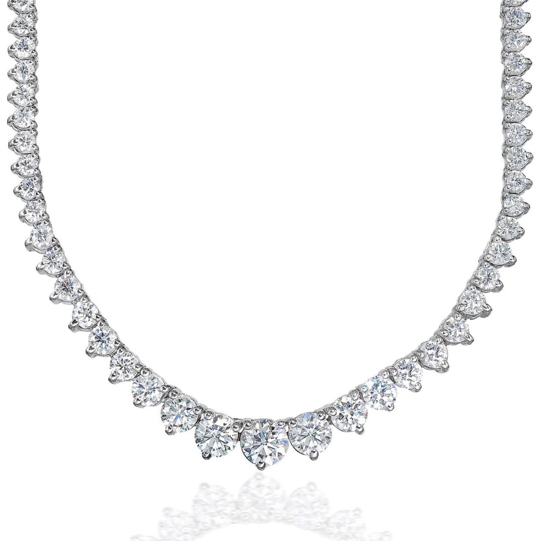 17"" Graduated tennis necklace with 3-prong set (158) round diamonds.  D10.42ct.t.w.