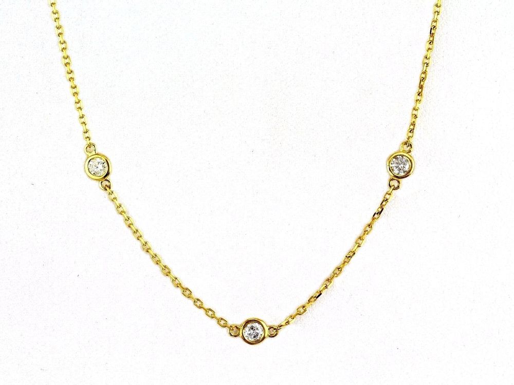 20"" Diamonds by the yard necklace with bezel set (10) round diamonds.  D2.20ct.t.w.