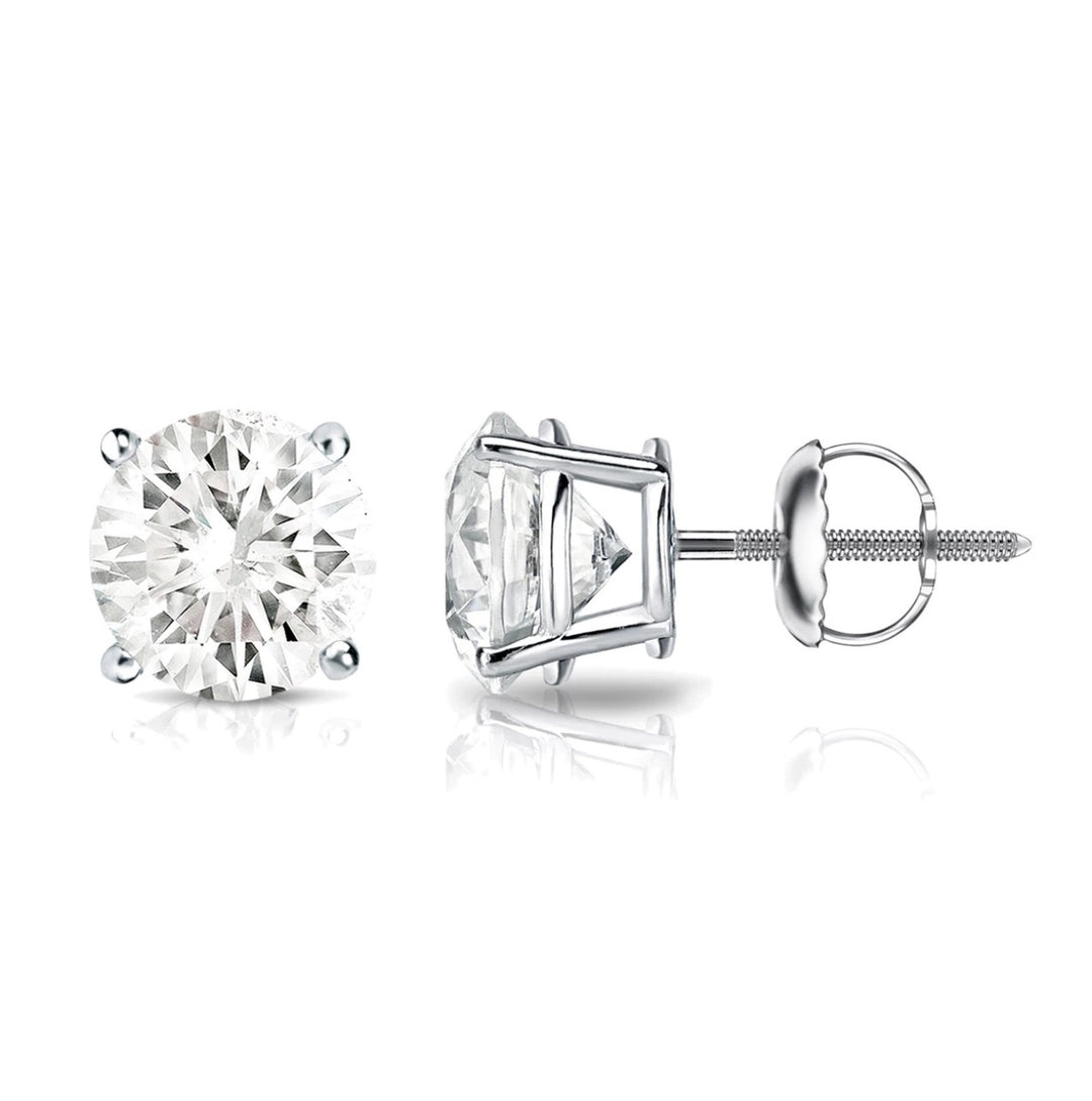 Screw back stud earrings with 4-prong set round diamonds.  D0.70ct.t.w.