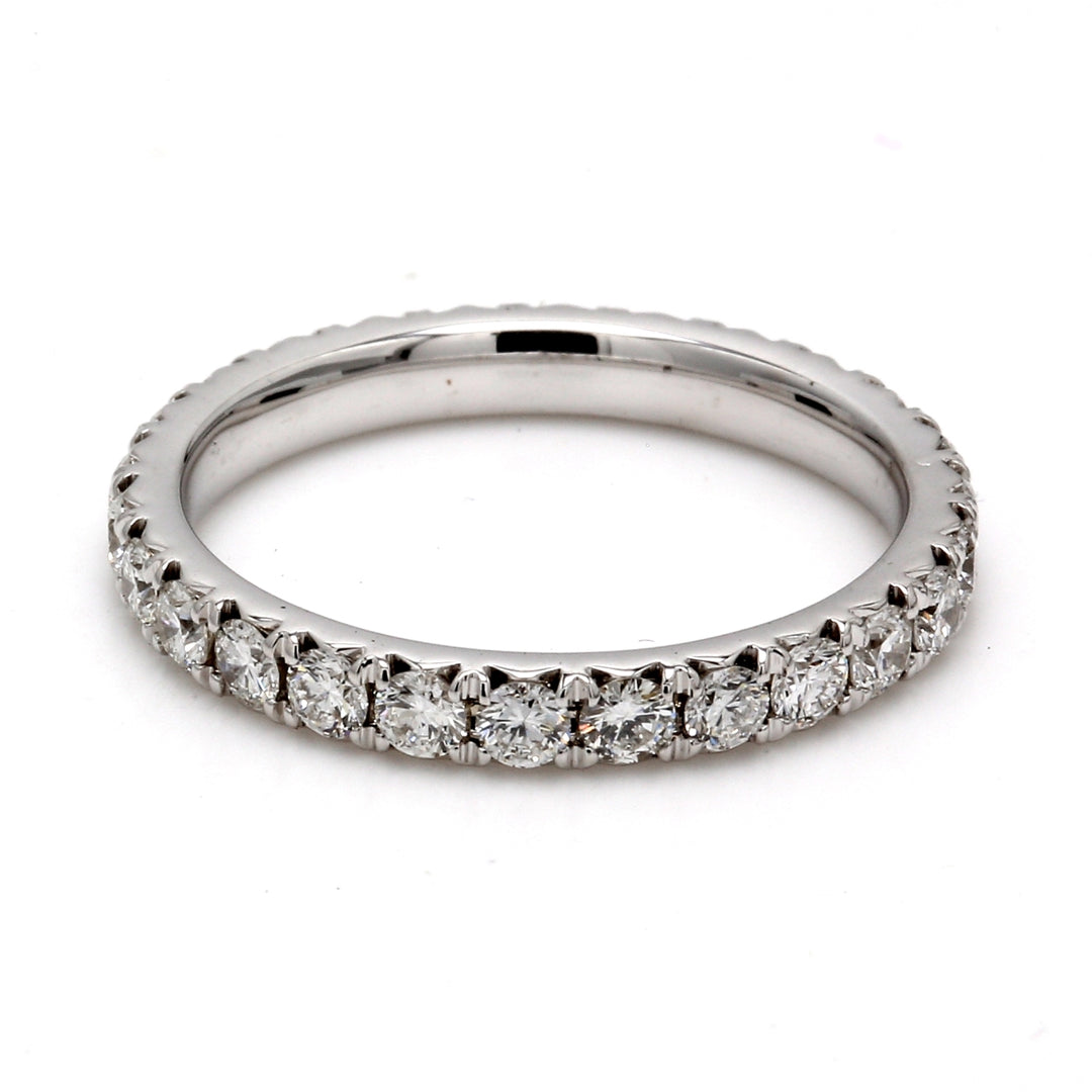 Eternity band in 18K WG with U-prong set (24) round diamonds.  D1.20ct.t.w.  Size 5