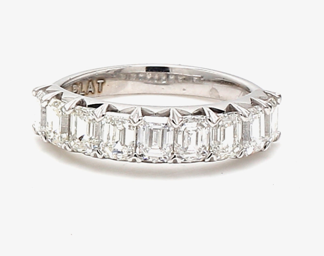 9-stone band in platinum with prong set emerald cut diamonds.  D2.28ct.t.w.  Size 6.75