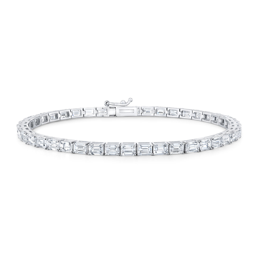 7"" Tennis bracelet east to west style with basket prong set (55) emerald cut diamonds.  D4.84ct.t.w.