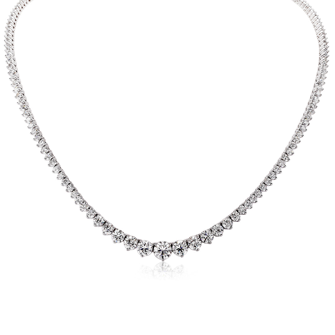 17"" Graduated tennis necklace in 18kK WG with 3-prong set (159) round diamonds.  D17.13ct.t.w.