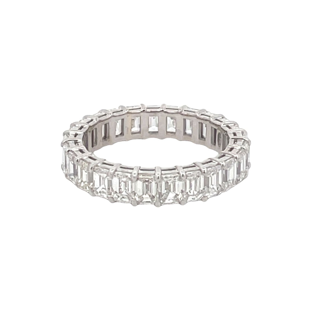 Eternity band in 18K WG with U-prong set (26) emerald cut diamonds.  D3.29ct.t.w.  Size 6