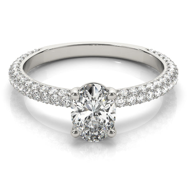 PAVE ENGAGEMENT RING WITH OVAL CENTER