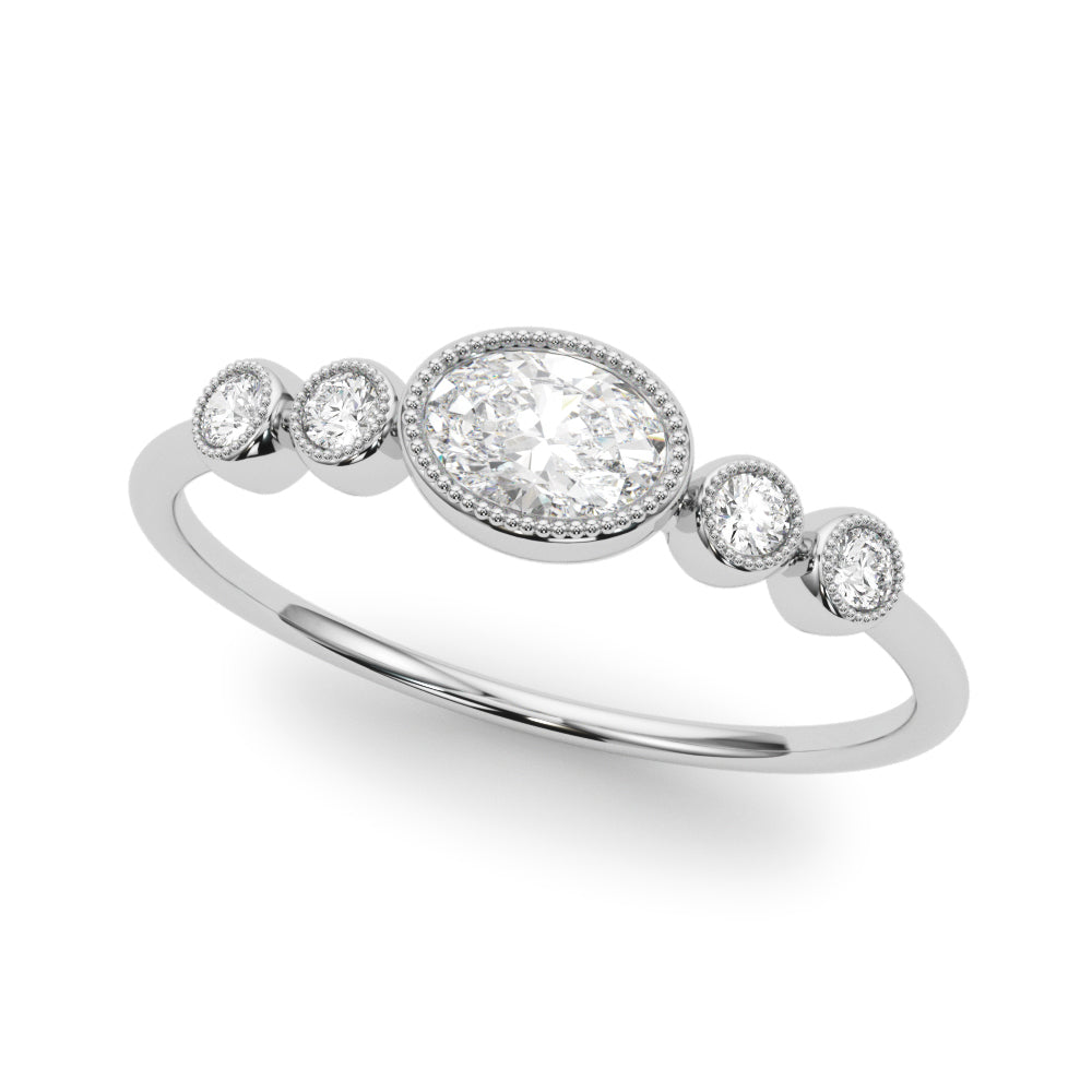 LAB GROWN DIAMOND 5 STONE FASHION RING WITH OVAL CENTER