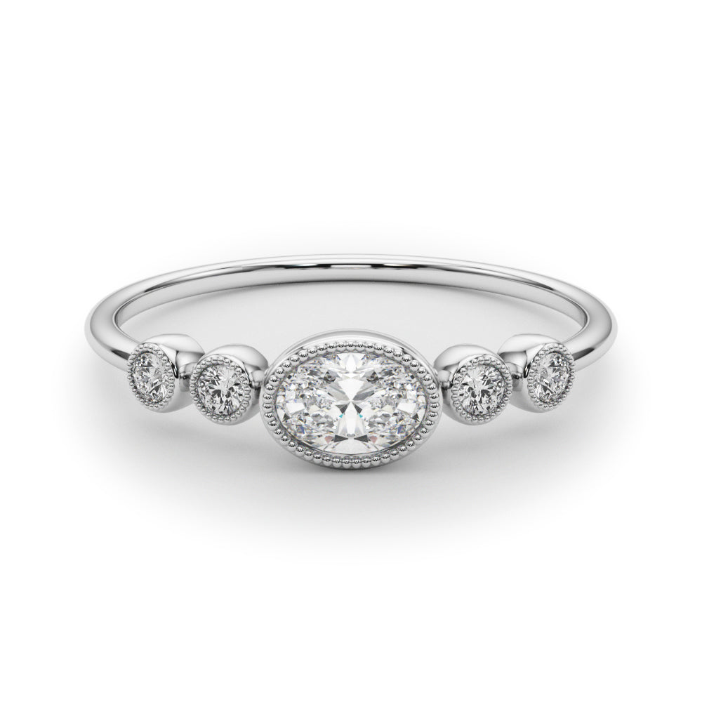 LAB GROWN DIAMOND 5 STONE FASHION RING WITH OVAL CENTER