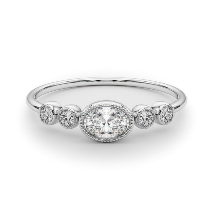 LAB GROWN DIAMOND 5 STONE FASHION RING WITH OVAL CENTER